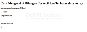 Cara mengetahui bilangan terkecil dan terbesar data Array