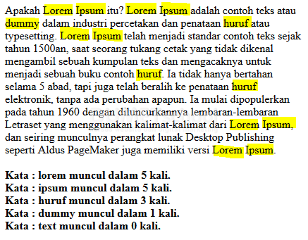 Cara Menghitung Kata Yang Sering Dipakai Dalam Array