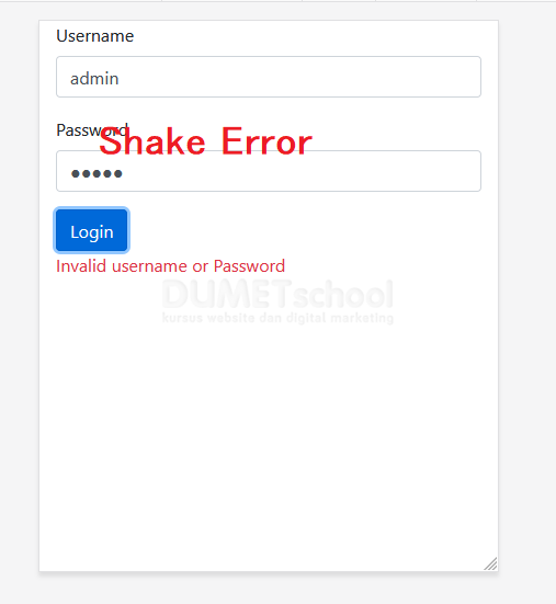 Cara Mempercantik Tampilan Error Login dengan Effect Shake