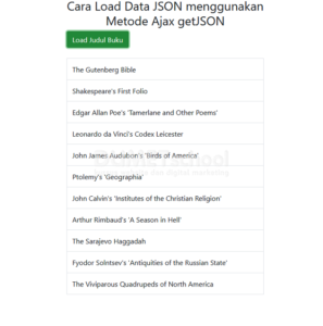 cara load data JSON menggunakan metode Ajax getJSON
