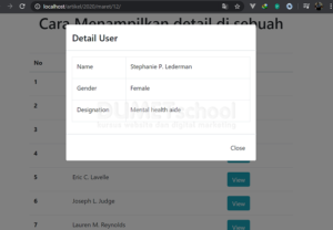 Cara Menampilkan detail di sebuah modal