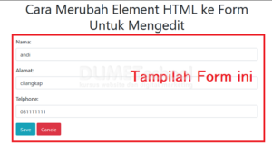Cara Merubah Element HTML ke Form Untuk Mengedit